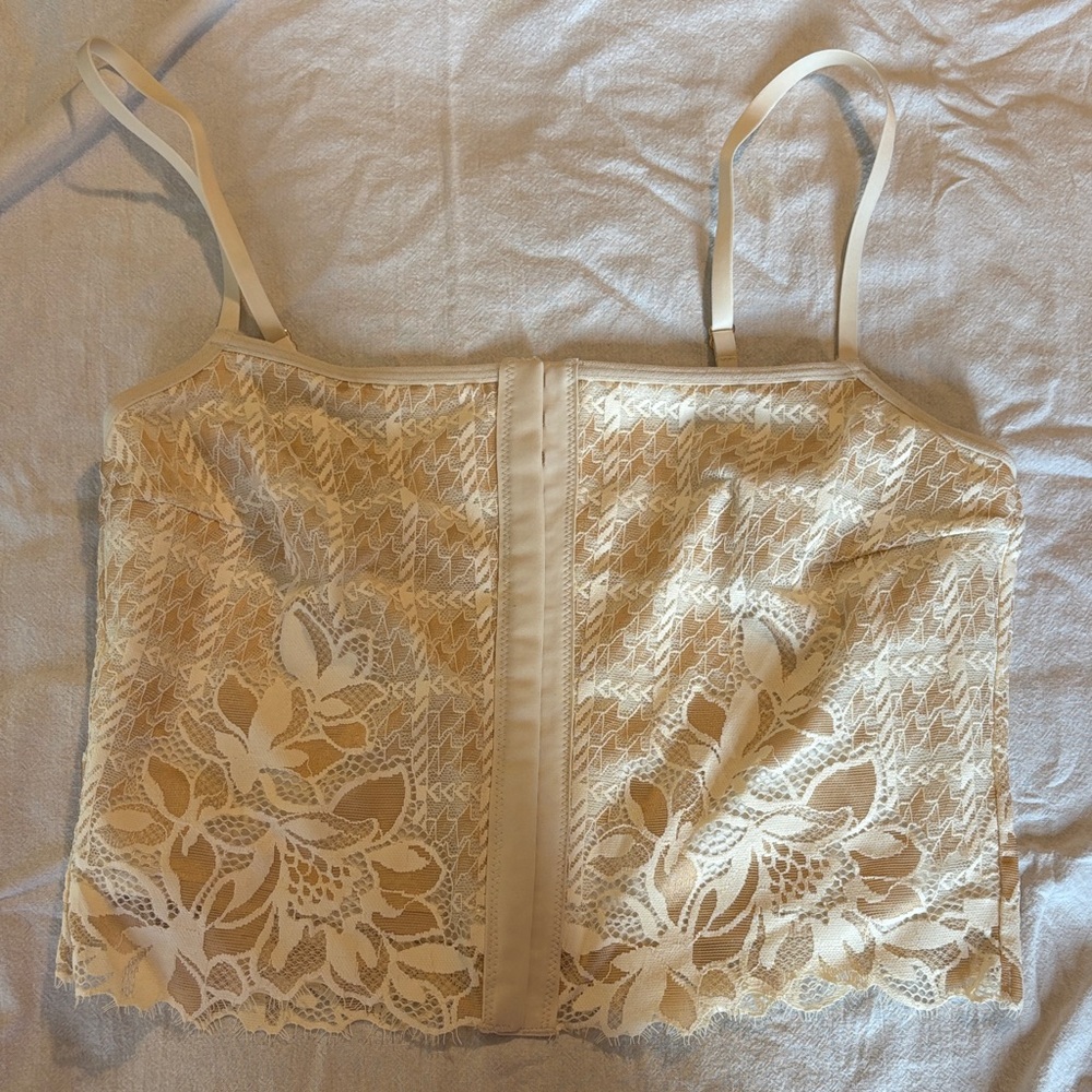 Aerie Cream Lace Camisole with see through back